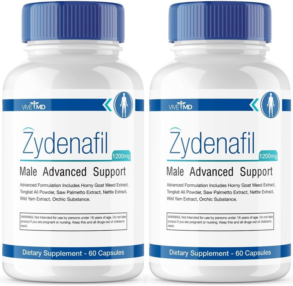 VIVE MD Zydenafil pastile pentru bărbaţi Formula avansată - Zydenafil Pastile masculine - Zydenafil 1200 mg pentru concentraţia maximă cu Tongkat Ali, Saw Palmetto, Horny Goat Weed Recenzii (2 ambalaj)