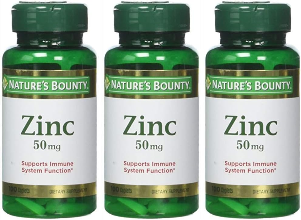 Zinc de bounty 50 mg Caplets 100 ea (Pachet de 3)