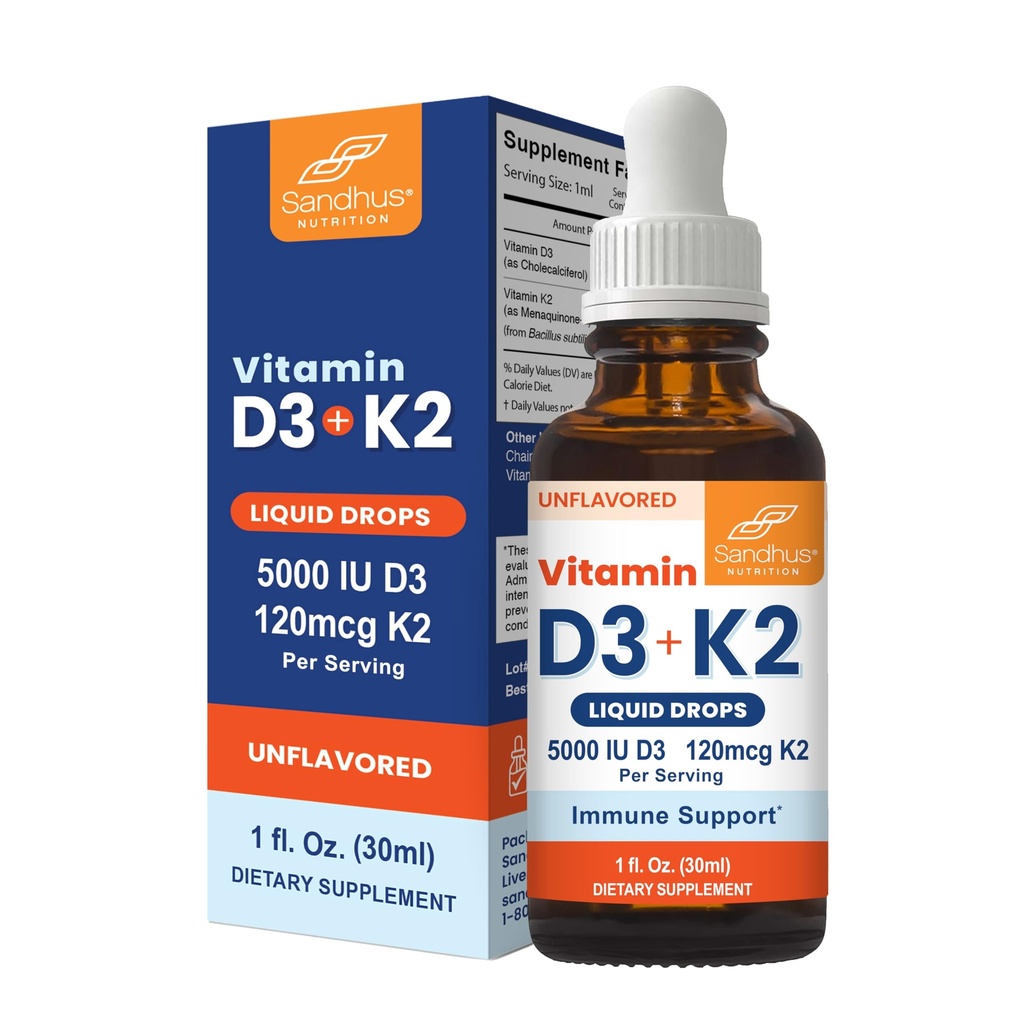 Sandhu's Vitamin D3 K2 Drops for Adulți 