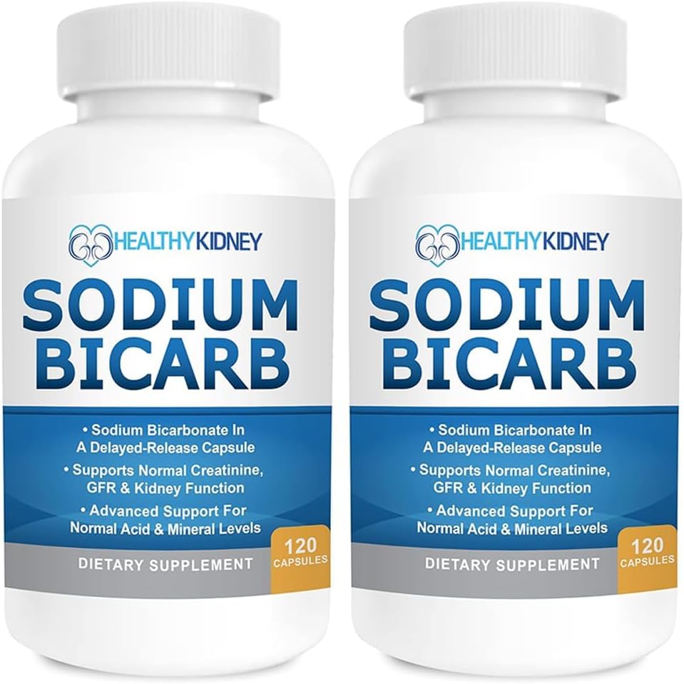 Bicarbonat de sodiu 650 mg Capsulele au întârziat eliberarea pentru susţinerea funcţiei renale normale şi a suplimentului renal. Bicarbonat de sodiu pentru Relief acid, Alcalinitate 120 pastile 2-Pachet