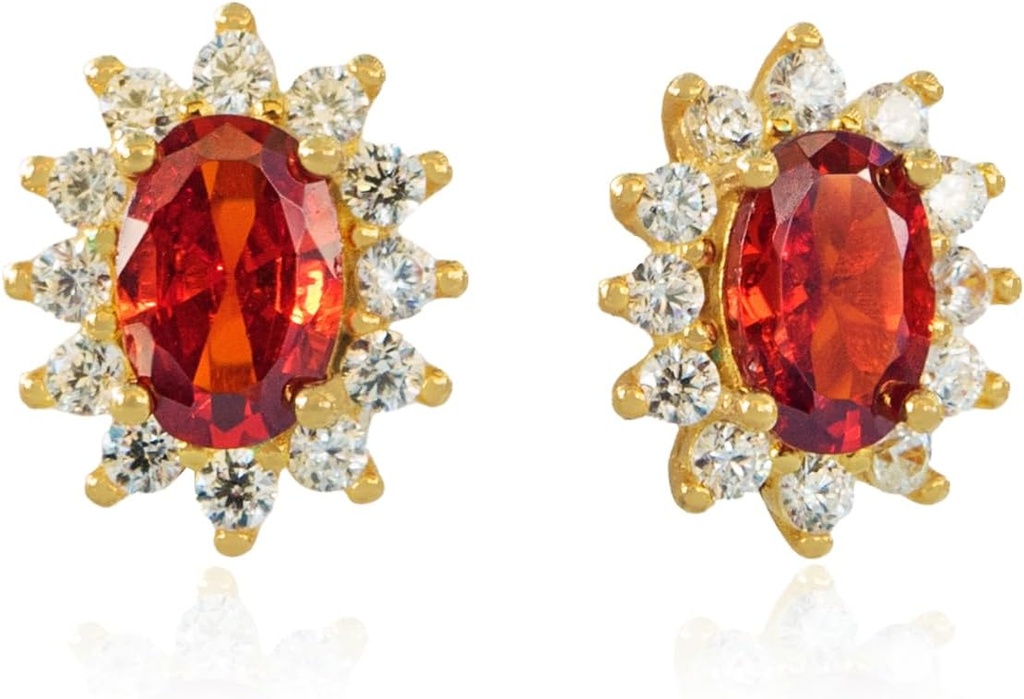 14K galben de aur placat 925 Sterling argint roșu Cubic Zirconia cercei pentru femei