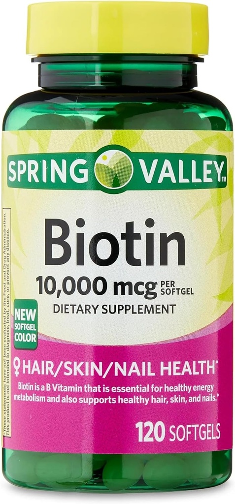 ikj Biotin Hair/Skin/Nails Sănătate Supliment alimentar Softgels, 10.000 mcg, 120 Conte