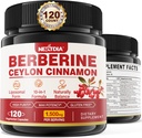 Berberine Supliment Organic 1500mg cu Ceylon Cinnamon Bitter Melon, Liposomal Berberine HCL Suplimente Complexe, Immune & Digestive Suport - non-GMO, Organic, Berberine Berberine Capsule 120Cts