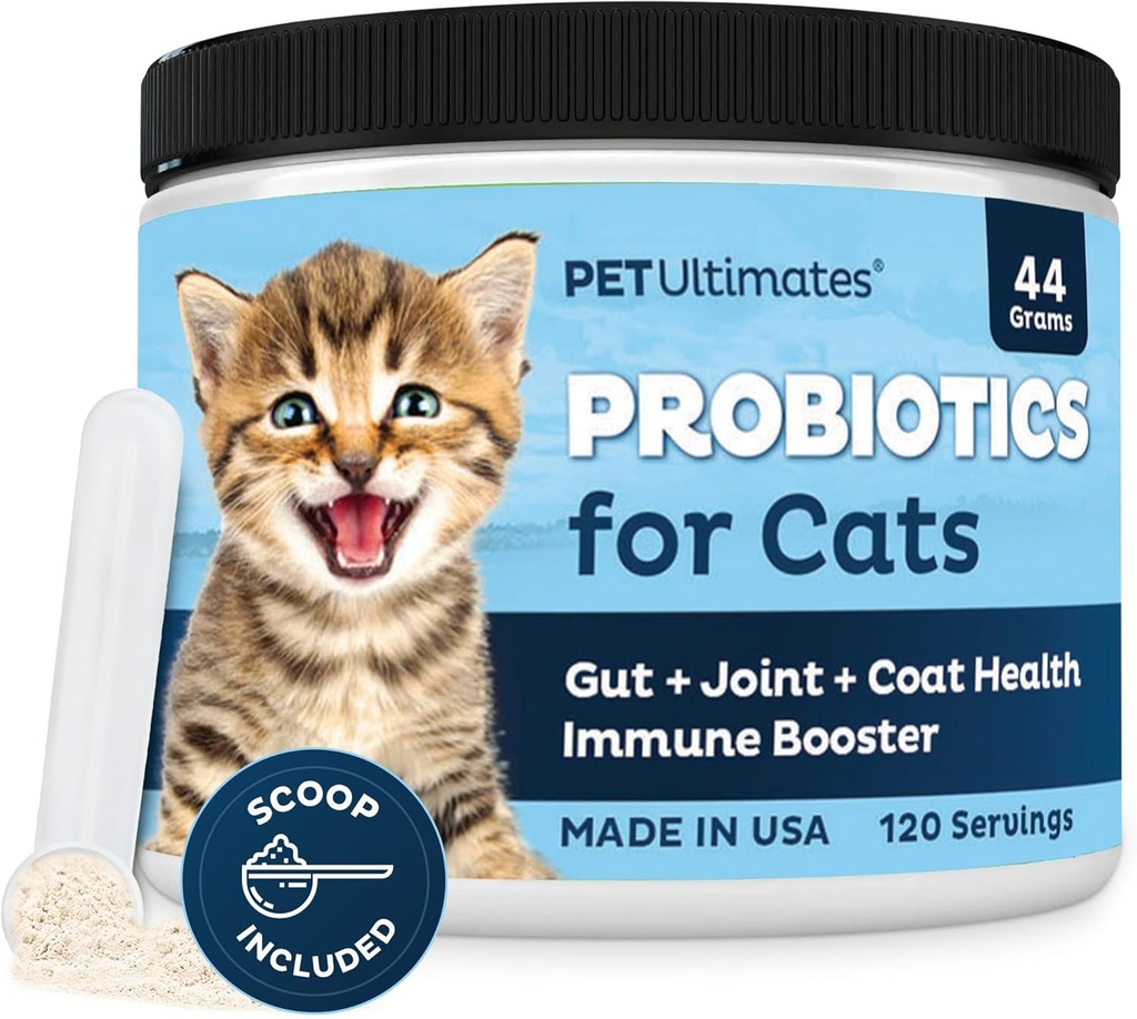 Pet Ultimates Probiotice pentru pisici de 20-Specii Cat Powder Probiotic pentru a trata diaree, Vărsături, suport digestiv & Cat Antibiotice recuperare 