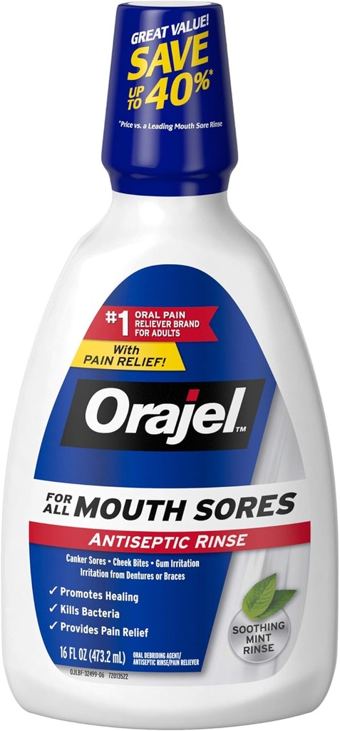 Orajel Antiseptic Mouth Sore Clătite, 16 Fluid Oz