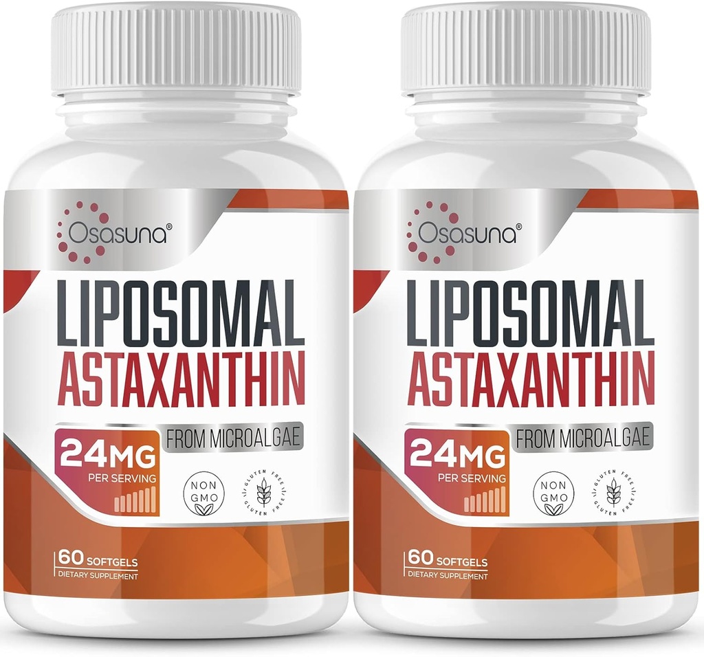 Liposomal Astaxanthin Supliment 24MG, Absorbție maximă, Antioxidant mai puternic decât VIT C, non-GMO & Gluten gratuit - 120 Softgels(4 luni de aprovizionare)