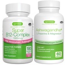 Super B12-Complex 1000mcg + Advanced Ashwagandha KSM-66, L-Theanin & Magneziu Bundle, High Absorbtion Sublingual Vitamina B12 + Multi Action Adaptogen Complex, de Igennus