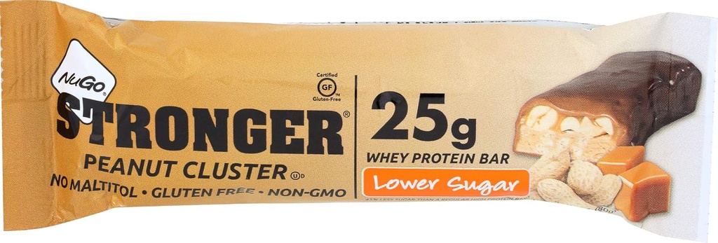 Nugo Nutrition Bar mai puternic, Peanut Cluster, 2.82 Ounce