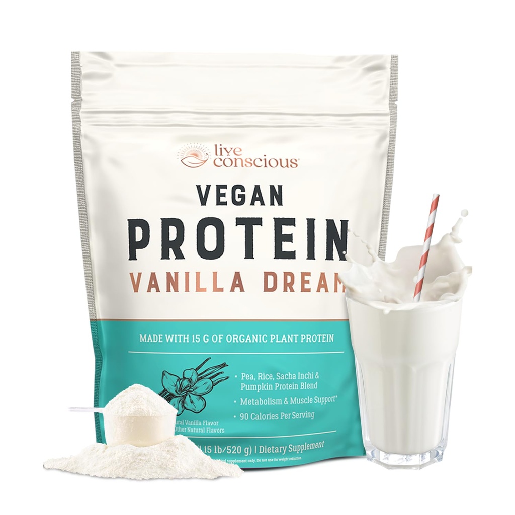 Conştientă în viaţă Vegan Pea Powder Proteina - Vanilla Dream Flavor 