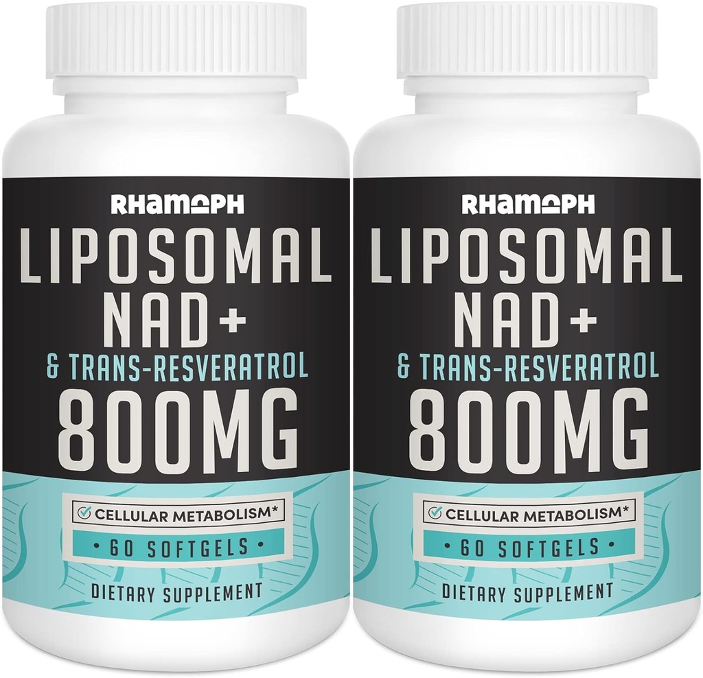 NAD lipozomal + 800 mg cu trans-resveratrol 300 mg, absorbţie maximă, NAD actual + Booting Supliment pentru imbatranire sanatoasa, energie celulara, repararea ADN-ului, Longevity - 120 Softgels