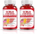 SCOLA Ficat Cleanse Detoxifiere & Repair Gummies, Suplimentul de sprijin pentru ficat include extractul de muls de lapte cu silymarin, Dandelion, rădăcină de cicoare, suplimente de sănătate hepatică, 120 Conte