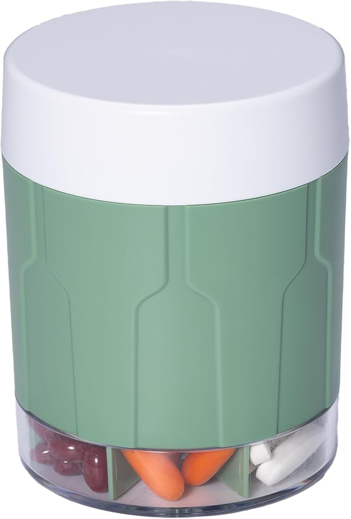 Betife Extra Large Supliment Organizator,Weekly Pill Organizator Sticla, Daily Pill Dispenser cu 7 Compartimente mari, Organizator să dețină 7 zile de medicamente vitamine,21 Etichete și o perie de curățare (verde)