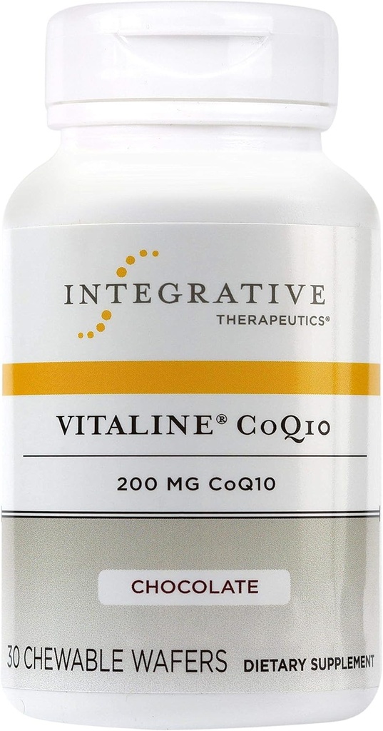 Tehnologii integrate Vitaline CoQ10 200 mg - Brain Health Supplement for Adulți* - Supports Heart Health* - Dairy-Free - Chocolate Flavored, 30 Chewable Tablets (30 Servings)