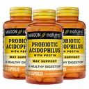 MASON NATURAL Probiotic Acidophilus, 150 de zile de aprovizionare, susține regularitate și digestia normală cu Pectin & Calciu, 100 capsule (Pachet de 3)
