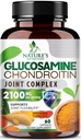 Glucosamină Chondroitin MSM 2100mg Complex - Supliment comun de sprijin pentru mobilitate comună și confort pentru bărbați și femei cu Turmeric & Boswellia, Triple Putere Glucosamine Suplimente - 60 capsule