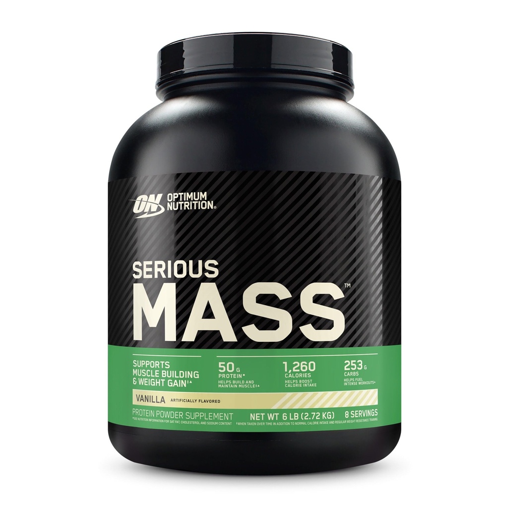 Optimum Nutriție Masă gravă, Greutate Gainer Proteine Pulbere, Gainer masă, Vitamina C și Zinc pentru Suport Imun, Creatină, Vanilie, 6 Lire (Packing May Vary)