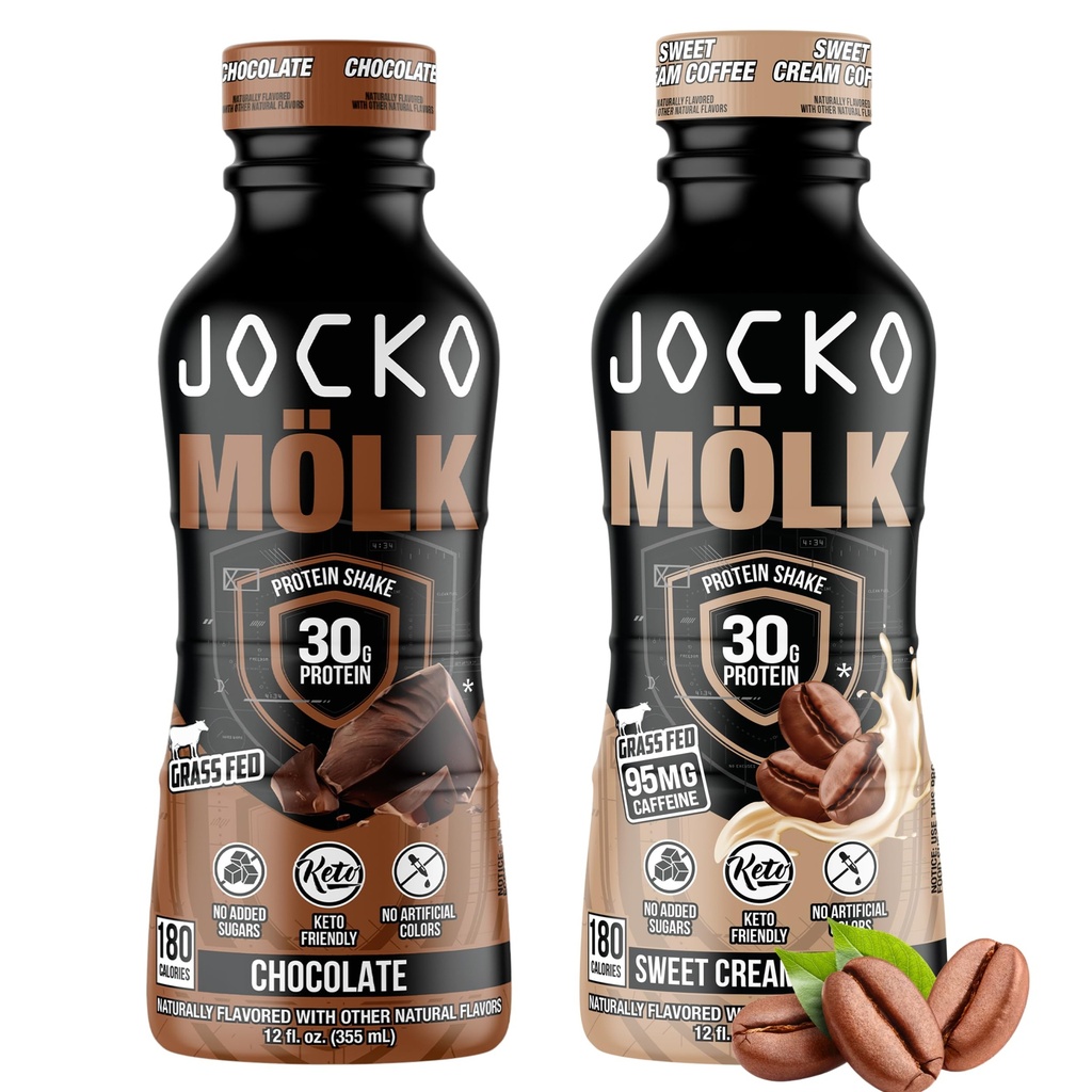 Jocko Fuel Mölk RTD Proteine Shakes Bundle - Ciocolată și cafea cu cremă dulce (24 Pack)