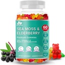 BIO VITALICA Sea Moss Gummies Elderberry BioVitalica - Vitamin C D + Zinc - Irish Seamoss Vegan Gummy with Sea Moss Gel & Powder for Immunity, Detox - for Adults and Kids