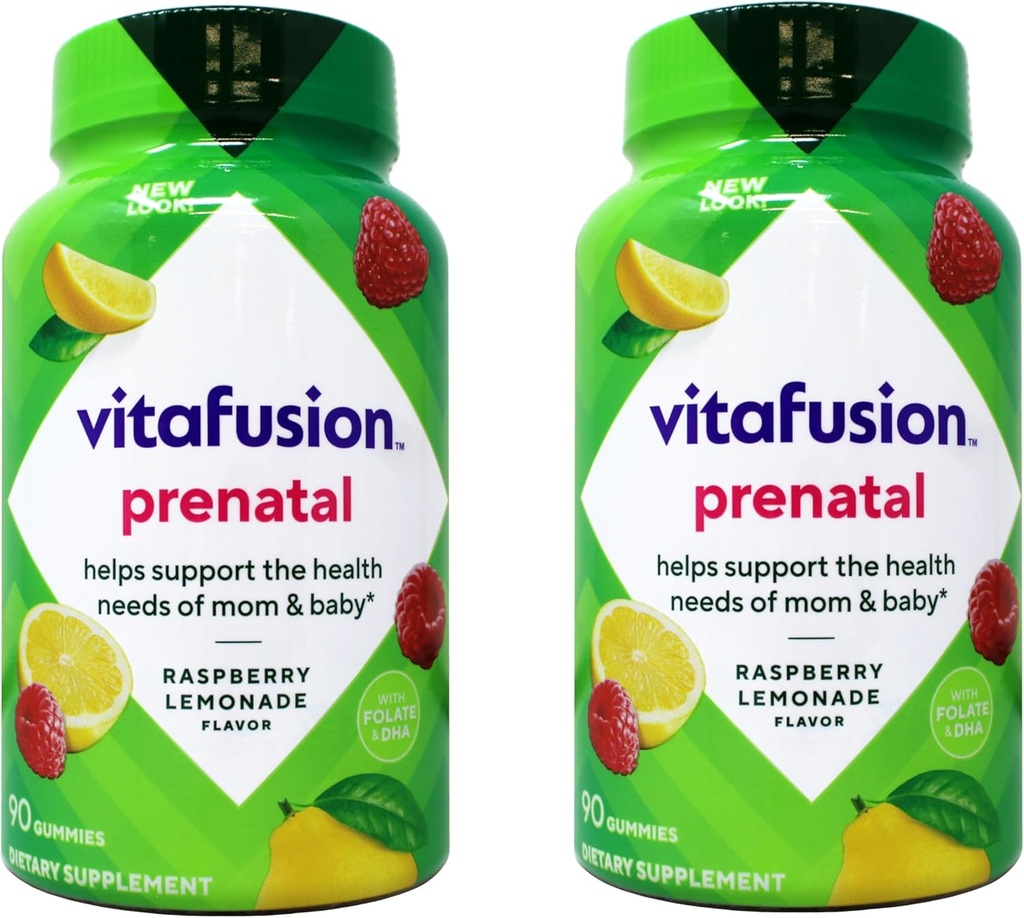 Vitafusion Prenatal Dha & Folic Acid Gummy Vitamins 90 Count (2 pack)
