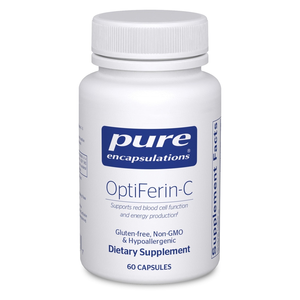 Pure Encapsulations OptiFerin-C - for Red Blood Cells & Energy - Iron Absorbtion Supplement energetic* - Vitamina C Enriched - Gluten Free & Non-GMO - 60 capsule