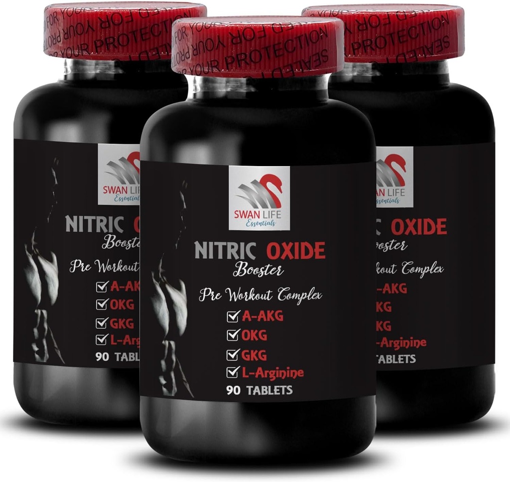 L-citrulină și l-arginină Suplimente - Nitricoxid Booster - Rezistență, flux azotat de oxid, formare de rezistență, suport de fitness, Pre-Gym Boost, pompa musculara, Boost fizic 3 sticle 270 comprimate