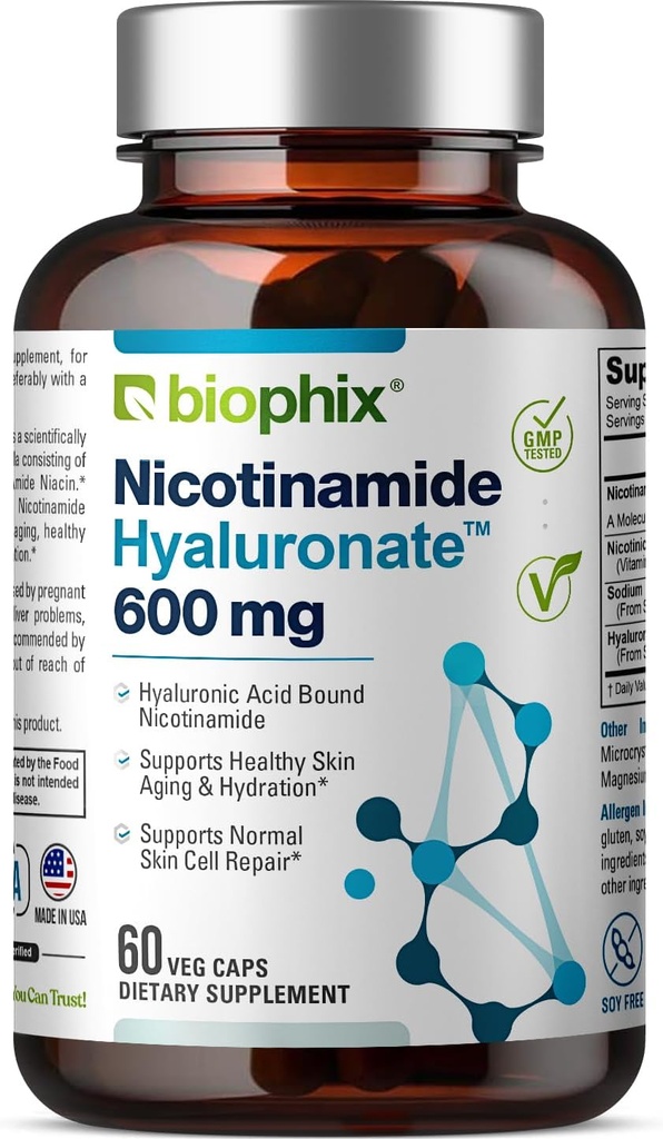 Nicotinamida Hyaluronat 600 mg 60 Vcaps - Naturii Flush-Free 