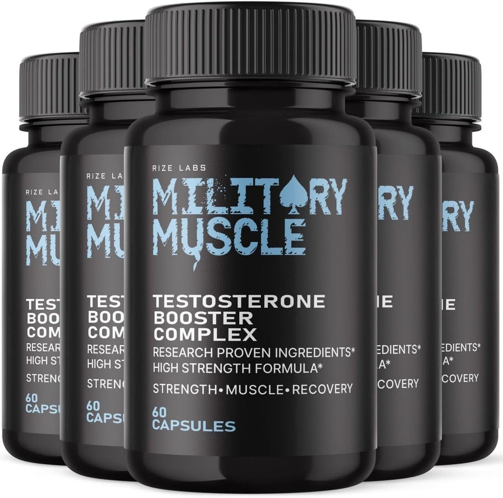 rize laboratoare Men's Military Muscle, All Natural Dietary Supplement to Imbunatatirea Performantei, Capsule Promoveaza rezistenta si energie - Pachet de 5(300 Capsule)