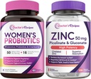 Reţete de medic Femeile Probiotice şi de zinc Bundle, Digestive, Vaginale şi de sănătate urinară, Natural Immune Defense, Release Probiotice capsule întârziate 60ct & zinc capsule 120 ct