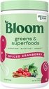 Bloom Nutritie Superfood Greens Pulbere, Enzime digestive cu Probiotice si Prebiotice, Sanatate gutoasa, Ajutor pentru femei, Chlorella, Green Juice Mix cu rădăcină de sfeclă, 25 SVG, Spiced Cranberry