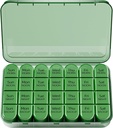 Odaro Weekly Pill Organizator de 4 ori pe zi, Daily Pill Box 7 Ziua, Caz de mari pastile de călătorie cu 28 Compartimentare la Hold Medicine, Vitamina și Supliment - Olive complet