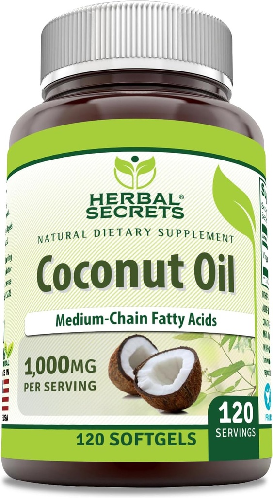 Secrete vegetale ulei de nucă de cocos 1000 Mg 120 Softgels Supliment 