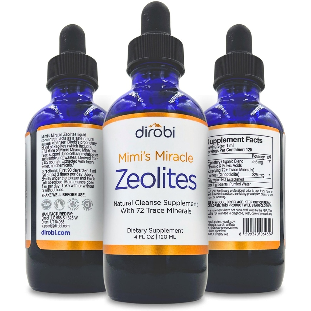 Zeolite Mimi lui Mimi: Detoxifiere Heavy Metal Zeolite supliment picături cu 70 Trace Minerale pentru adulți și copii - susține restaurarea celulelor, Immune & Digestive Tract Health (4 oz Sticla, 60 zile de aprovizionare)