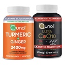 Qunol CoQ10 & Turmeric: Curcumin turmeric, 2400 mg, 105 capsule & Ultra CoQ10 100 mg, 90 Softgels