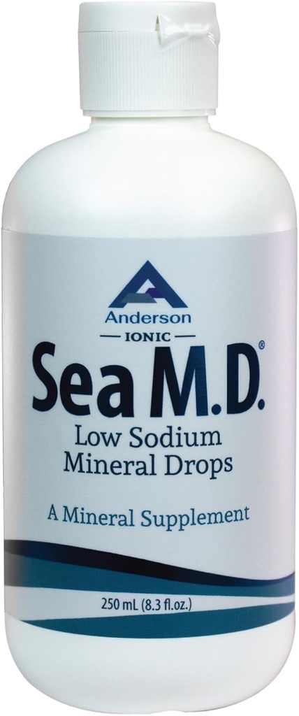 Anderson Sea M.D. Concentrat Picături minerale Trace, Ionic Electrolit Supliment de magneziu, SIDA în Crampe musculare, Magneziu lichid și Trace Mineral, Ușor de luat, 8,3 fl oz, 120 Serviri