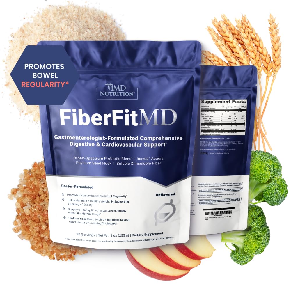 1MD Nutritie FiberFitMD - pentru potent Digestive & Cardiovascular - Suplimentul de sanatate pentru femei si barbati - pudra mare de fibre - 30 zile