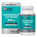 Glicinat de magneziu Qunol 300mg, 100% Glicinat Supliment de magneziu Chelated, 90ct comprimate