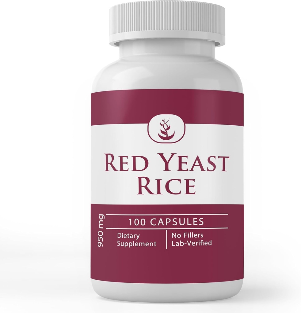 Ingrediente originale pure Red Yeast Rice Extract, (100 capsule) întotdeauna pură, fără aditivi sau fillere, Lab verificat (100 capsule)