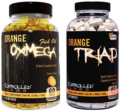 CONTROLLED LABS Global Health Bundle, 45 Servings Orange Triad, 120 Conte Orange Oximega Fish Oil, Muscle Building and Recovery Supplement for Men and Women