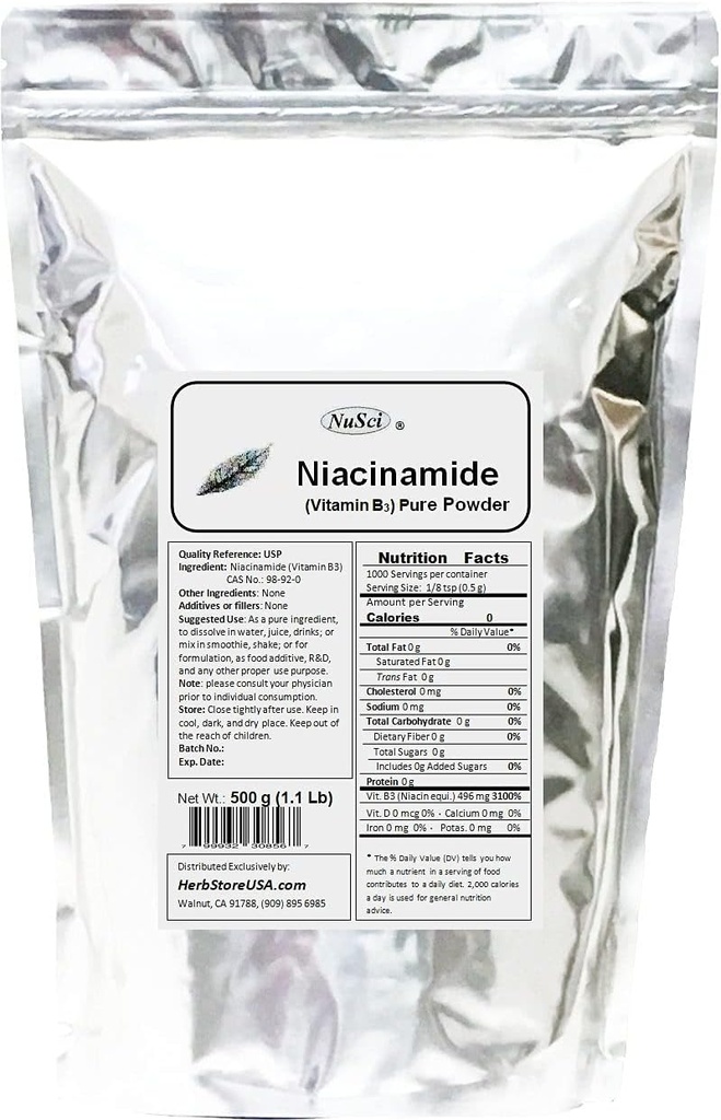 Niacinamidă Vitamină B3 Energie pură cu pulbere [500 grame (1. 1 lb) ]