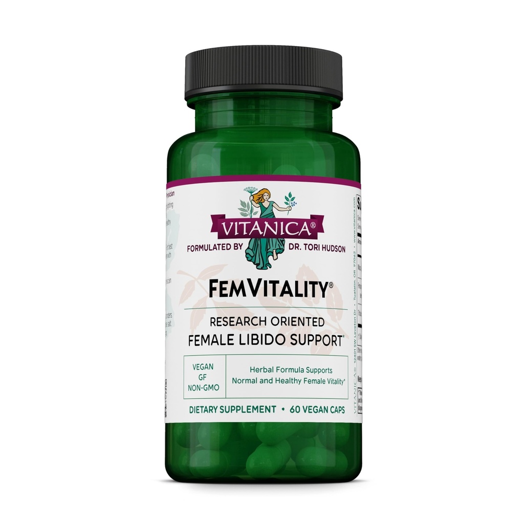 Vitanica FemVitality Ligido Supliment pentru femei, Natural Femeie Libido Booster pentru femei, Creste Intimate Drive, Dorinta si Stamina, Ajuta uscatura vaginala, Vegan 60 Capsule