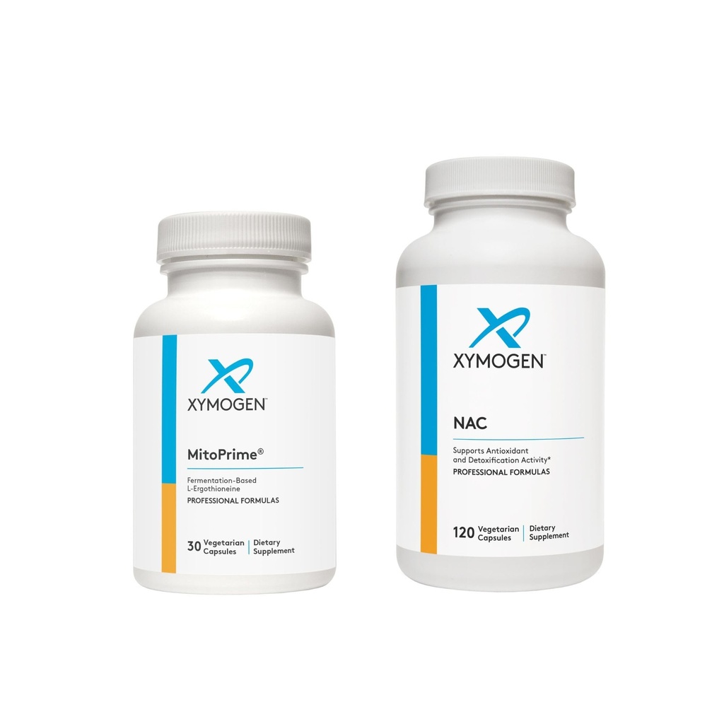 XYMOGEN MitoPrime (30 capsule) + NAC (120 capsule) 2-produs Bundle - L Supliment antioxidant Ergotioneină cu 600 mg N-acetil-Cysteine NAC Supliment