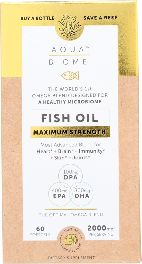 Enzymedica Aqua Biome, Putere maxima, Lemon, Omega 3 Ulei de peste, 60 Softgels