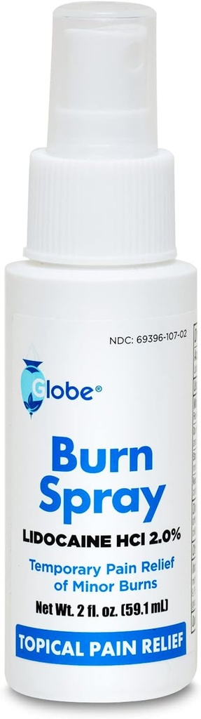 Globe Burn Spray, Lidocaină 2%. Relief de durere topică și amorțire 2 oz Spray flacon