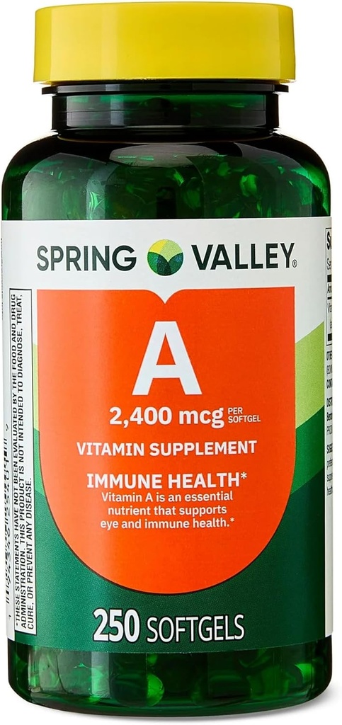 Vitamina A Softgels, 2400 mcg, 250 Count + Portable Pill Container (2 elemente)