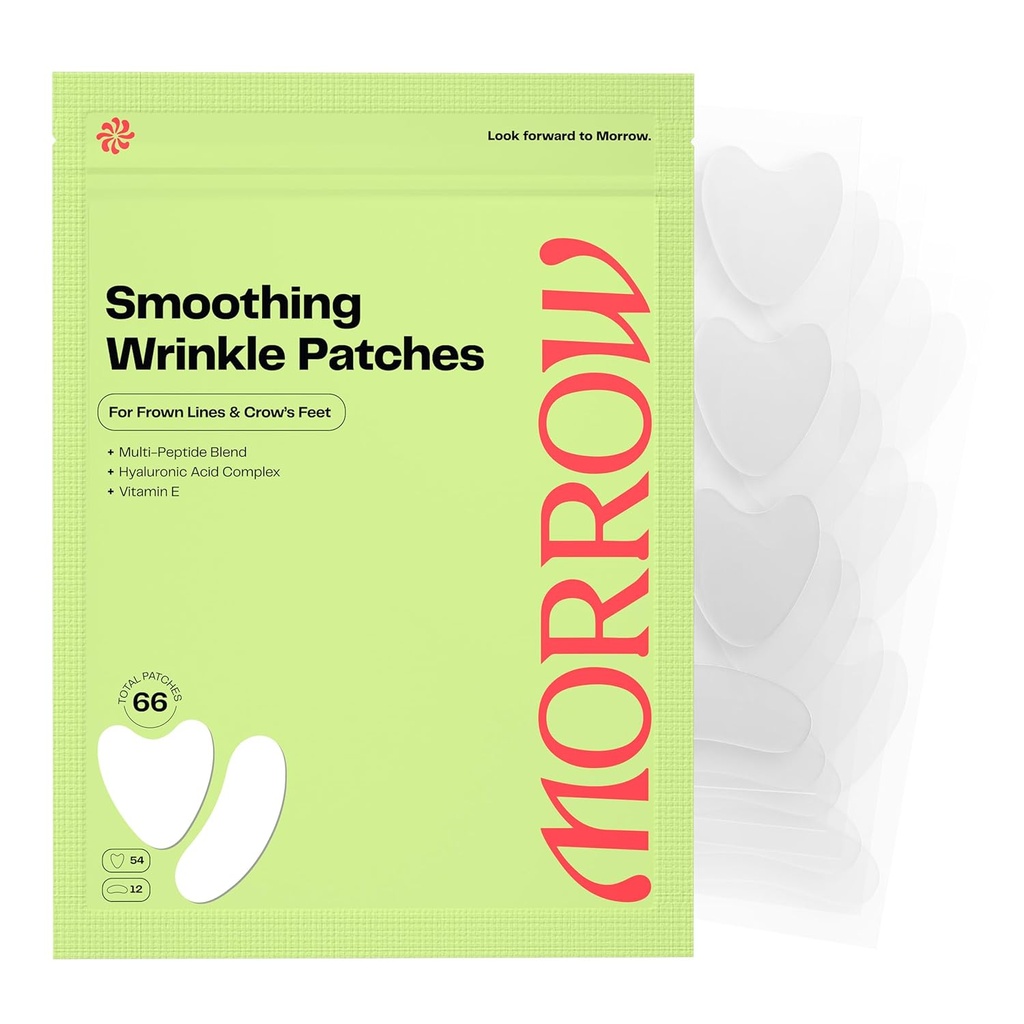Morrow Beauty - Peptide-Infuzat riduri patch-uri - peste noapte patch-uri pentru netezire linii fine și riduri, Stickere anti imbatranire pentru picioare de cioara, Unsprezece, Zâmbet linii (66 Conte)
