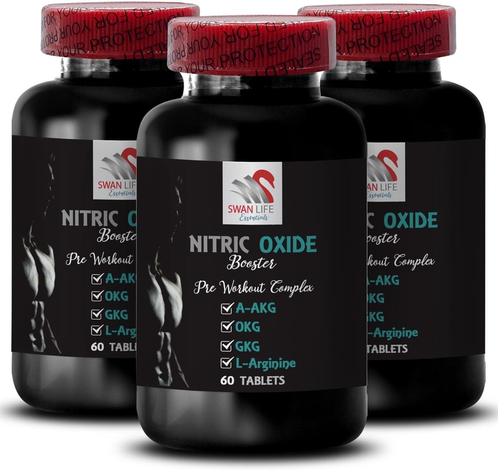 Supliment de exercitii - NITRIC OXIDE BOOSTER - suplimente de oxid nitric pentru barbati, supliment de rapel oxid nitric, supliment rezistenta, rapel rezistenta, suport antrenament, energie de fitness 3 flacon 180 Taburi
