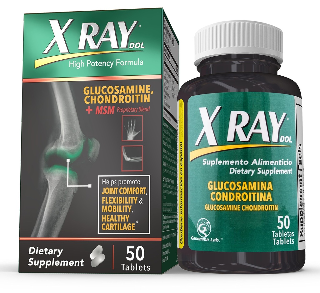 X Ray mare potenta Supliment comun de sănătate, cu Glucosamine 1500mg, Chondroitin 300mg, MSM 120 mg, Sprijină articulații sănătoase, Oase & Cartilage - 50 Conte