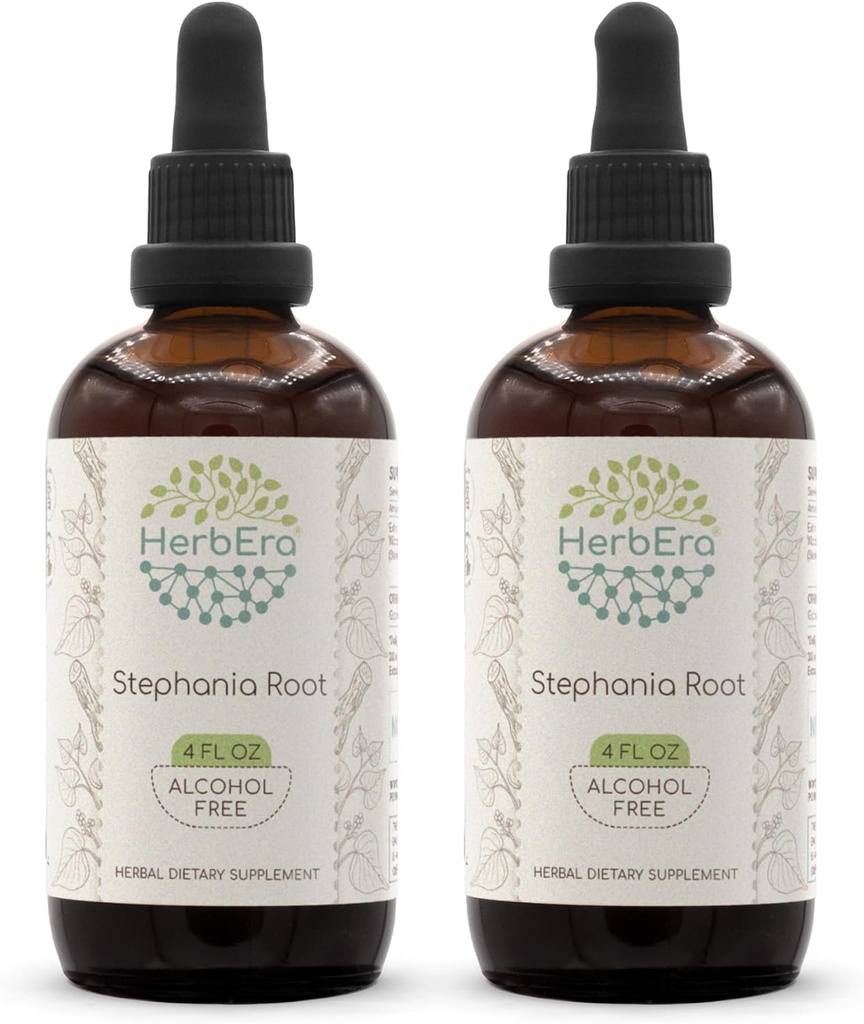 HerbEra Stephania Root B120 (2pcs) Extract de plante fără alcool Tinctură, picaturi lichide concentrate rădăcină naturală Stephania (Stephania Tetrandra) rădăcină uscată (2x4 fl oz)