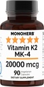 MONOHERB Vitamina K2 sub formă de Menatetrenone MK-4 20000 mcg per capsulă - 90 Veg Capsule