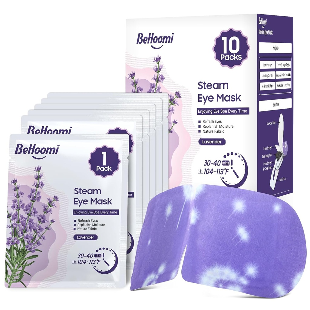 Steam Eye Mask, 10 Packs Încălzire Ochi Masca, Auto Încălzire Exposible SPA Warm Compress for Eyes Sleep Mask, Soothing Moist Heat Eye Masks, Travel Essentials & Relaxation Cadouri (Lavender Scent)